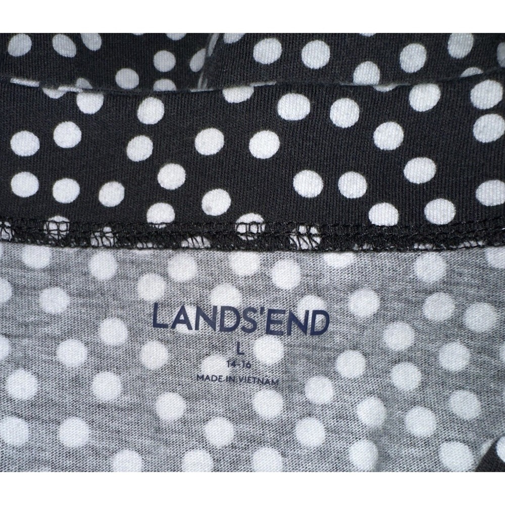 Lands End T-shirt Dress Size Lg 14-16 Polka Dot v-neck Sleeveless Cotton - Picture 3 of 8